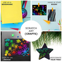 Load image into Gallery viewer, Made By Me Horizon Group USA Scratch Art 60 Pieces Variety Pack. Glow in The Dark, Holographic, Rainbow & Die Cut Sheets. 4 Scratching Tools Included.Black Scratch it Off Art & Crafts Sheets