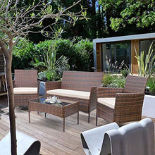 Load image into Gallery viewer, Homall 4 Pieces Outdoor Patio Furniture Sets Rattan Chair Wicker Set, Outdoor Indoor Use Backyard Porch Garden Poolside Balcony Furniture Sets (Brown and Beige)