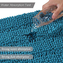 Load image into Gallery viewer, Turquoise Blue Shaggy Chenille Bathroom Rugs, Super Soft Thick Striped Microbiber Shag Rugs, Machine Washable Non Slip Water Absorbent Kitchen Mats (2 Pack, 20" x 32" & 17" x 24")