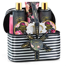 Load image into Gallery viewer, Home Spa Gift Basket, Luxury 8 Piece Bath & Body Set For Men and Women, Fresh Peony Scent - Contains Shower Gel, Bubble Bath, Lotion, Bath Salt, Body Scrub, Bath Soap, Back Scrubber & Cosmetic Bag