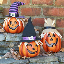 Load image into Gallery viewer, Prextex Set of Three Happy Halloween Light Up Jacko Lantern Decorative Pumpkin Foam Halloween Props for Great Haunted House Halloween Decoration