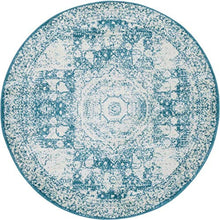 Load image into Gallery viewer, Unique Loom Bromley Collection Vintage Traditional Medallion Border Turquoise Round Rug (5' 0 x 5' 0)