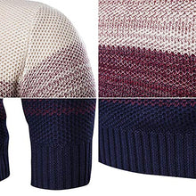 Load image into Gallery viewer, LongPing Mens Fashion Crewneck Striped Pullover Sweater Soft Thermal Cotton Knitted Color Block Sweaters(my235Red-X-Large)