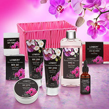 Load image into Gallery viewer, Gift Baskets for Women, Spa Gift Set for Her, Bath & Body Gifts for Women - Enchanted Orchid 9 Piece Set, Best Gift Ideas for Her, Great Wedding, Birthday & Anniversary Gift