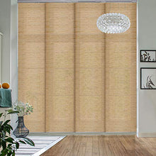 Load image into Gallery viewer, GoDear Design Deluxe Adjustable Sliding Panel Track Blind 45.8"- 86" W x Up to 96" H, Extendable 4-Rail Track Vertical Blind for Slider Windows and Doors, Trimmable Natural Woven Fabric, Pecan