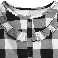 Load image into Gallery viewer, The Children's Place Baby Toddler Girl Long Sleeve Buffalo Plaid Ruffle Top and Knit Bow Leggings 2-Piece Set, Black, 2T