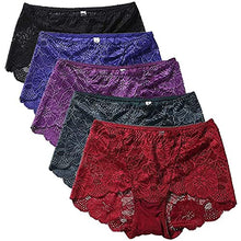 Load image into Gallery viewer, Pholeey Womens Sexy Underwear Lace Panties High Waisted Plus Size Ladies Brief for Women 5-Pack