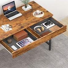 Load image into Gallery viewer, CubiCubi Computer Small Desk, 40 inches with 2 Storage Drawers for Home Office Writing Desk, Makeup Vanity Console Table, Rustic Brown