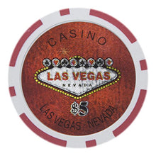Load image into Gallery viewer, Brybelly Las Vegas Casino Poker Chip Heavyweight 14-Gram Clay Composite – Pack of 50 ($5 Red)