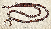 Load image into Gallery viewer, Men Long necklace - Long Gemstones necklace - Moon Brass Pendant - Men Neckless - Gift for men - Long necklace - Men jewelry - Men Neckless