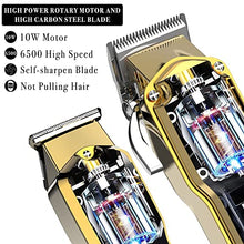 Load image into Gallery viewer, Hatteker Hair Clipper & Trimmer Set for Men IPX7 Waterproof Cordless Barber Clipper for Hair Cutting Kit with T-Blade Trimmer Beard Trimmer Kids Clipper Professional USB Rechargeable (Gold)