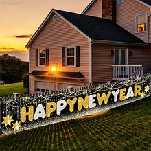 Load image into Gallery viewer, Xtralarge, Happy New Year Banner 2023 - 120x20 Inch | Happy New Years Yard Banner, Nye Decorations 2023 | Happy New Year Yard Sign | Happy New Year Decorations 2023, New Years Eve Party Supplies 2023