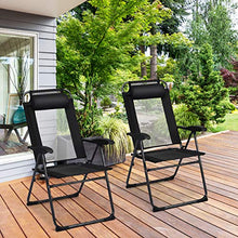 Load image into Gallery viewer, Giantex Set of 2 Patio Dining Chairs, Folding Lounge Chairs with 7 Level Adjustable Backrest, 300 Lbs Capacity, Outdoor Portable Chairs with Metal Frame