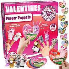 Load image into Gallery viewer, JOYIN 28 Packs Valentines Day Gift Cards with Animal Finger Puppet Set for Kids Party Favor, Classroom Exchange Prizes, Valentine’s Greeting Cards, Stressrelief Hand Puppets (Animal 1)