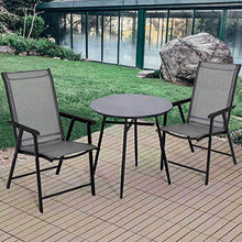 Load image into Gallery viewer, Giantex 2-Pack Patio Folding Chairs Portable for Outdoor Camping, Beach, Deck Dining Chair w/Armrest, Patio Chairs Set of 2, Grey