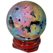 Load image into Gallery viewer, SUNYIK Rainbow Titanium Coated Druzy Geode Sphere Ball,Crystal Quartz Agate Gemstone Ball,Sculpture Figurine Healing