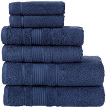 Load image into Gallery viewer, Qute Home Spa & Hotel Towels 6 Piece Towel Set, 2 Bath Towels, 2 Hand Towels, and 2 Washcloths - Navy Blue