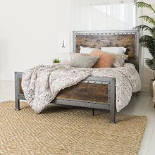 Load image into Gallery viewer, New Rustic Queen Industrial Wood and Metal Bed-Includes Head and Footboard