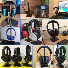 Load image into Gallery viewer, Headphone Stand Headset Holder New Bee Earphone Stand with Aluminum Supporting Bar Flexible Headrest ABS Solid Base for All Headphones Size (Black)