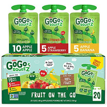 Load image into Gallery viewer, GoGo squeeZ Fruit on the Go Variety Pack, Apple Apple, Apple Banana, & Apple Strawberry, 3.2 oz. (20 Pouches) - Tasty Kids Applesauce Snacks - Gluten Free Snacks for Kids - Nut & Dairy Free - Vegan Snacks