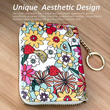 Load image into Gallery viewer, Insaizom Boho Abstract Flower Credit Card Holder for Women, Retro Small RFID Card Wallet Slim Leather Organizer Case (rainbow)