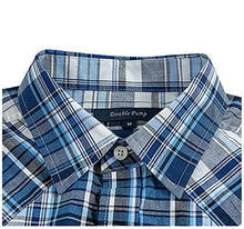 Load image into Gallery viewer, Western Shirts for Men with Snap Buttons Regular Fit Plaid Mens Long Sleeve Shirts Casual,White Blue Check 016,Small