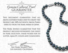 Load image into Gallery viewer, THE PEARL SOURCE 14K Gold 6-6.5mm Round Black Akoya Cultured Pearl Necklace, Bracelet & Earrings Set in 18" Princess Length for Women