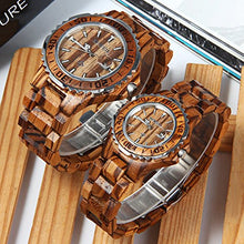 Load image into Gallery viewer, Bewell ZS-100B Couple Wooden Quartz Watch Men and Women 30M Water Resistance Date Display Fashion Watches (FBA)