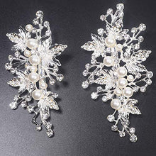 Load image into Gallery viewer, Sppry Wedding Hair Clips (2 Pcs) - Rhinestone Pearl Hair Accessories for Bridal Women (Silver)