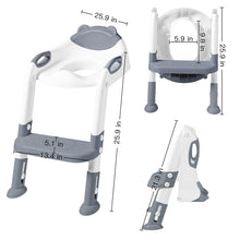 Load image into Gallery viewer, Toilet Potty Training Seat with Step Stool Ladder,SKYROKU Training Toilet for Kids Boys Girls Toddlers-Comfortable Safe Potty Seat with Anti-Slip Pads Ladder (Grey)