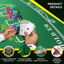 Load image into Gallery viewer, Tabletop Casino Felt Layout for Texas Holdem Poker and Blackjack - Premium Professional Grade Blackjack and Poker Mat for, Theme Party, Poker Night, Fundraisers & Gatherings