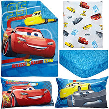 Load image into Gallery viewer, Disney Cars Rusteze Racing Team 4 Piece Toddler Bedding Set, Blue/Red/Yellow/White