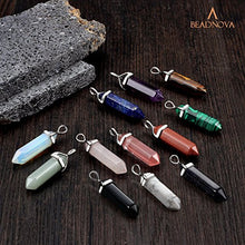Load image into Gallery viewer, BEADNOVA Green Aventurine Necklace Gemstone Crystal Necklace for Women Healing Stone pendant Jewelry for Men Pendulum Divination Green Crystal Hexagonal pendant (18 Inches Stainless Steel Chain)