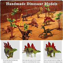 Load image into Gallery viewer, TEMI Dinosaur Toy Figure w/ Activity Play Mat & Trees, Educational Realistic Dinosaur Playset to Create a Dino World Including T-Rex, Triceratops, Velociraptor, Perfect Gifts for Kids, Boys & Girls