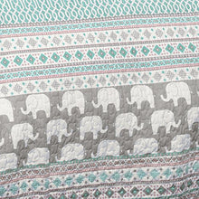 Load image into Gallery viewer, Lush Decor Elephant Striped Quilt Reversible 5 Piece Kids Bedding Set, Full/Queen, Pink & Turquoise