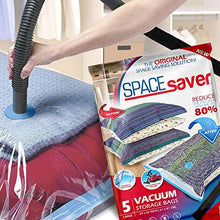 Load image into Gallery viewer, Spacesaver Premium Vacuum Storage Bags. 80% More Storage! Hand-Pump for Travel! Double-Zip Seal and Triple Seal Turbo-Valve for Max Space Saving! (Large 5 Pack)