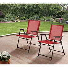Load image into Gallery viewer, Mainstays Pleasant Grove Sling Bistro, Dining and Seating Outdoor Patio Furniture Folding Chair Set of 2 - Red