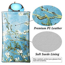Load image into Gallery viewer, MoKo Squeeze Top Sunglasses Case, (2 Pack) Portable Eyeglass Pouch Sunglass Goggles Soft Case Protective Eyewear Case Bag Glasses Holder for Women with Cleaning Cloth, Black & Almomd Blossom