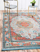 Load image into Gallery viewer, Unique Loom Baracoa Collection Bright Tones Vintage Traditional Light Blue Area Rug (5' 5 x 8' 0)