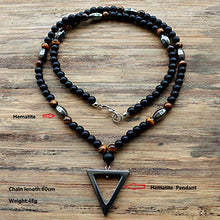 Load image into Gallery viewer, Bergort Beads Black Mens Hematite Triangle Pendants Necklace Fashion Jewelry for Party Street Prom