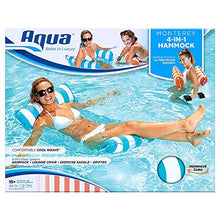 Load image into Gallery viewer, Aqua Leisure Monterey Hammock 4-in-1 Multi Purpose Inflatable Pool Float with Hammock, Lounge Chair, Drifter and Exercise Saddle, Blue (2 Pack)