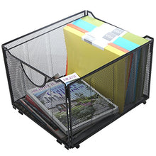 Load image into Gallery viewer, Modern Black Metal Mesh File Box/Foldable Storage Crate/Home Office Folder Holder Organizer Rack