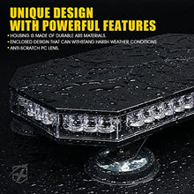 Load image into Gallery viewer, Xprite LED Rooftop Strobe Beacon Lights, Magnetic Base Emergency Traffic Hazard Warning Caution Lightbar w/ 38 Flashing Modes & Controller, for Construction Vehicles Snowplow Mail Trucks - White Amber