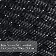 Load image into Gallery viewer, SHA CERLIN 7 Pieces Patio Furniture Sets with Heavy Duty Steel Frames, All-Weather Rattan Outdoor Sectional Sofa with Tea Table, Washable Beige Cushions Covers, Black