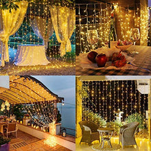 Load image into Gallery viewer, Curtain Lights with Remote, 20 x 10 Ft Waterproof Outdoor String Lights for Wedding Party Decor, Patio Lights for Bedroom Holiday Wedding Decorations Backdrop Lights Warm White