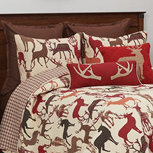 Load image into Gallery viewer, C&F Home Buck Lodge Cabin Holiday Christmas Winter Xmas Red Tan Handcrafted Premium Hooked Decorative Throw Pillow 18 x 18 Red