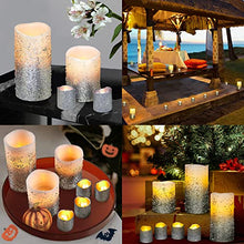 Load image into Gallery viewer, FURORA LIGHTING LED Flameless Candles with Remote – Battery-Operated Flameless Candles Bulk Set of 8 Fake Candles – Small Flameless Candles & Christmas Centerpieces for Tables, Silver Glittery