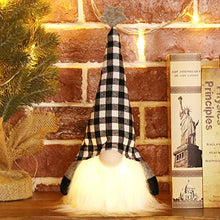 Load image into Gallery viewer, EDLDECCO Christmas Gnome with Light Timer 12 Inches Set of 2 Plaid Buffalo Check Nisse Figurine Plush Swedish Nordic Tomte Scandinavian Elf X'Mas Holiday Party Home Decor Ornaments (Red & Black)