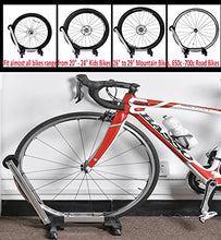 Load image into Gallery viewer, RELIANCER Sports Foldable Alloy Bicycle Stand Bike Floor Parking Rack Steady Wheel Holder Fit 20"-29" Bikes Indoor Home Garage Bike Storage Tires Rack Holder Silver