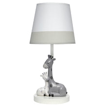 Load image into Gallery viewer, Lambs & Ivy Jungle Friends White/Gray Giraffe Nursery Lamp with Shade & Bulb